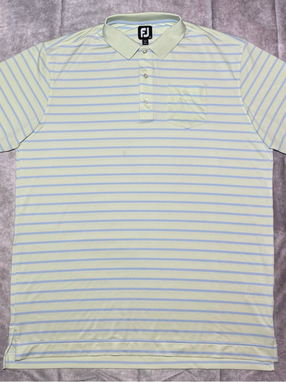 FootJoy Men’s Golf Pale Yellow Polo with Light Blue Stripes